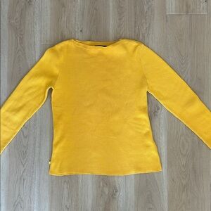 Polo Ralph Lauren Yellow Ribbed Long‑Sleeve Tee – 100% Cotton – Women’s L